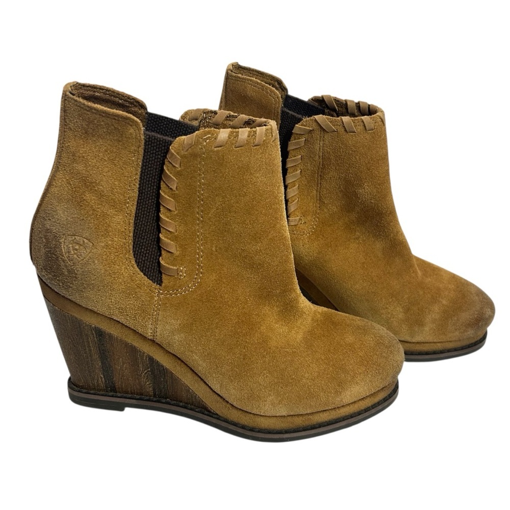 Ariat Women's Belle Stretchfit Wedge Bootie Western Boot Tan Suede Size 7 NEW - Picture 3 of 12